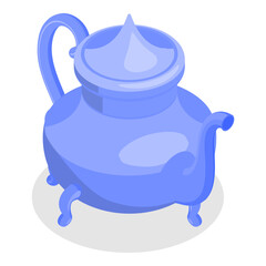 3D Isometric Flat Vector Set of Arabic Teapot, Traditiona Ancient Eastern Kettle. Item 3