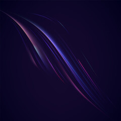 Neon speed lines. Dynamic light motion traces. Light trace wave, trace line.