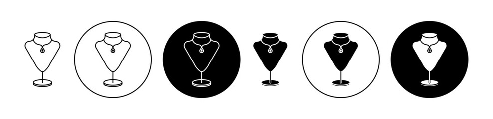 Necklace display Line Icon Set. Dummy neck jewellery bust icon suitable for apps and websites UI designs. - obrazy, fototapety, plakaty