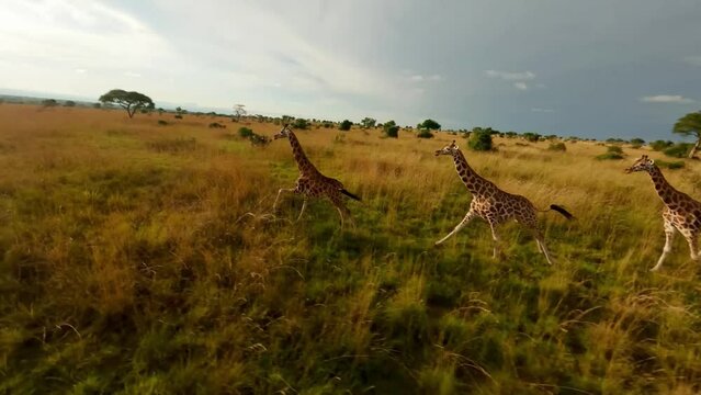 Wildlife of Africa Giraffes from a bird's eye view video 
