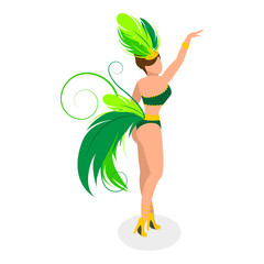 3D Isometric Flat Vector Illustration of Brazilian Samba Dancers, Rio de Janeiro Festival. Item 1