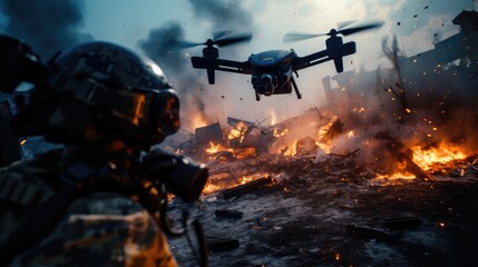 Combat FPV drone - obrazy, fototapety, plakaty