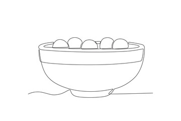 A tangyuan for festivals. Dongzhi festival one-line drawing