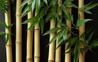 Fototapeta na wymiar Bamboo leaves isolated background,created with Generative AI tecnology.