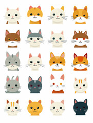 Obraz na płótnie Canvas Cartoon cute animals icons set,created with Generative AI tecnology.