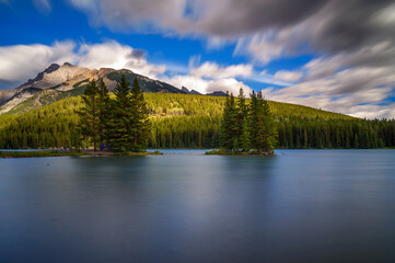 Two Jack Lake in Banff National Park, Canada. Long exposure.