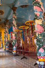 Vietnam Tay Ninh Cao Dai Temple on a cloudy spring day