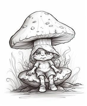 Coloring book, adorable gnomes in cartoon style.
