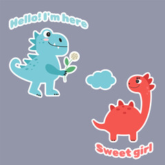 Cute dinosaur stickers, baby stickers
