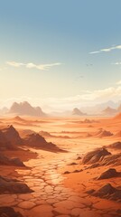 Detailed landscape of an arid desert, highlighting the nuances of its sandy surface.