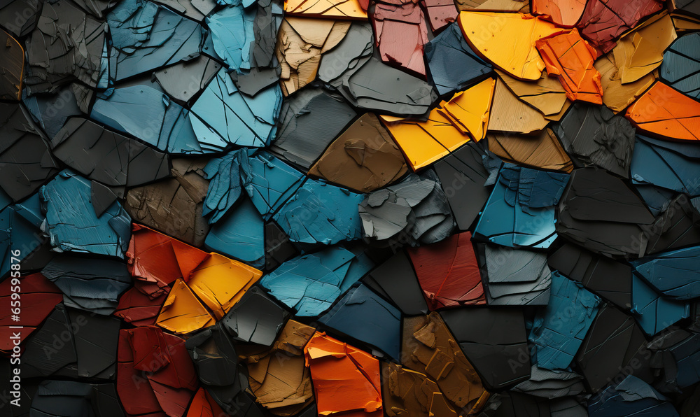 Poster abstract colored background with broken texture elements.