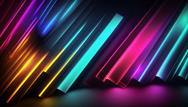 Abstract cool sharp wave Neon background wallpaper background Ai generated image