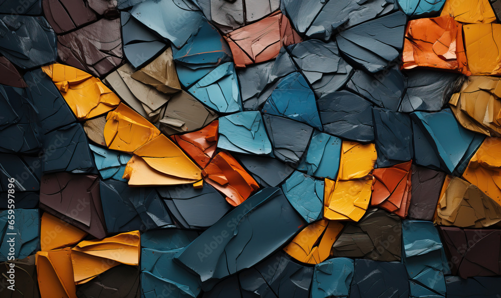 Poster abstract colored background with broken texture elements.