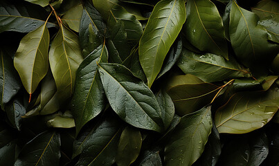 Abstract background of brown structural leaves close-up, top view.