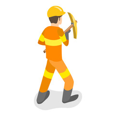 3D Isometric Flat Vector Set of Firefighter Characters, Emergency Rescue. Item 2