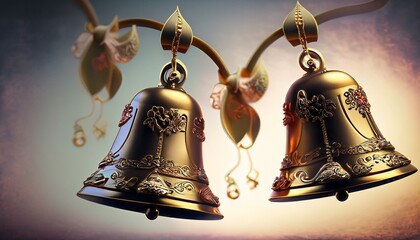 Tibetan bells - obrazy, fototapety, plakaty