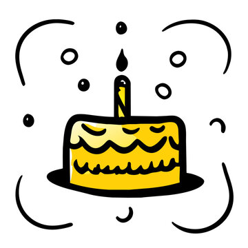 birthday cake doodle icon, vector illustraction design image AI Generated