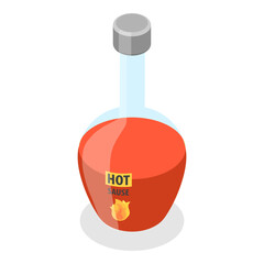 3D Isometric Flat Vector Set of Hot Sauces, Various Spicy Dressings. Item 4