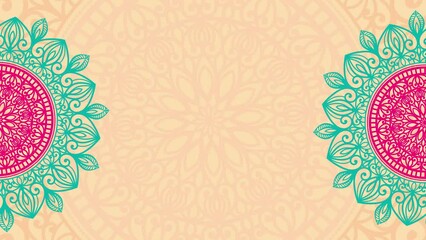 Abstract Golden mandala art 4k video footage, Floral vintage decorative element's, Mandala animation with seamless looping, Editable background.