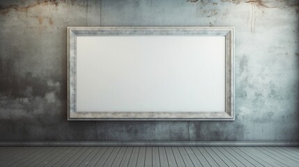 Empty modern style frame on composition wall as concept