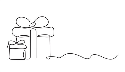 Gift Boxes with bow, line drawing style,vector design  © mitay20