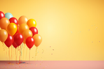 Minimal happy birthday background with balloons, celebration theme