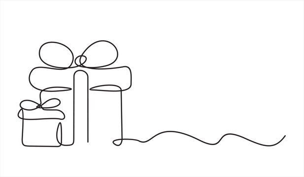 recommend clip art: Gift Boxes with bow, line drawing style,vector design 