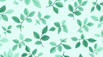  a green leafy pattern on a white wallpaper background.  generative ai