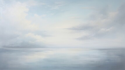 Fototapeta na wymiar a painting of a large body of water under a cloudy sky. generative ai