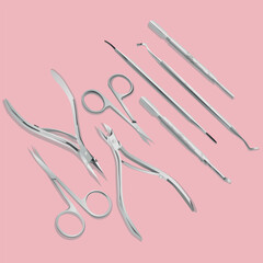 Are cosmetic tools for manicure and pedicure