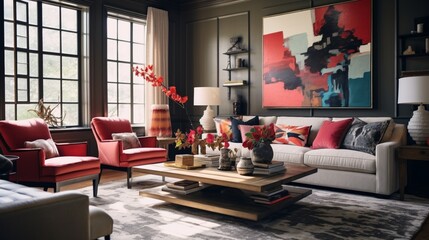 Blend the old and the new with vintage and contemporary design elements in an eclectic living room.
