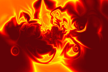 Abstract red fiery background design using yellow, orange, vivid & dark reddish colors forming fire flames like shapes. Used as a backdrop or a wallpaper to express danger, blaze, horror or hell.