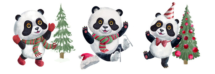 Naklejka premium Funny cartoon panda