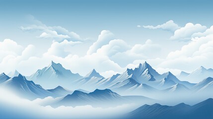 a mountain landscape with clouds and mountains in the background with a blue sky.  generative ai