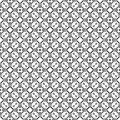 Black and white seamless abstract pattern. Background and backdrop. Grayscale ornamental design. Mosaic ornaments. Vector graphic illustration. EPS10.