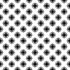 Black and white seamless abstract pattern. Background and backdrop. Grayscale ornamental design. Mosaic ornaments. Vector graphic illustration. EPS10.