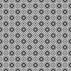 Black and white seamless abstract pattern. Background and backdrop. Grayscale ornamental design. Mosaic ornaments. Vector graphic illustration. EPS10.