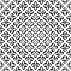 Black and white seamless abstract pattern. Background and backdrop. Grayscale ornamental design. Mosaic ornaments. Vector graphic illustration. EPS10.