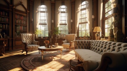 Victorian interior design living room.Generative AI - obrazy, fototapety, plakaty