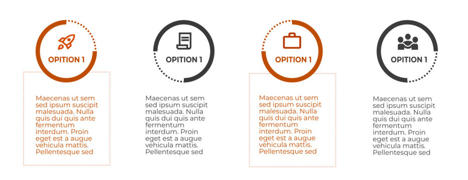Timeline infographic with infochart. Modern presentation template with 6 spets for business process. Website template on white background for concept modern design. Horizontal layout