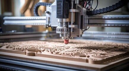 close up of a cnc machine, cnc machine in action, cnc machine working, close-up of machine working