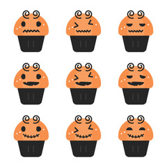 Halloween Ghost Muffin Icon Set
