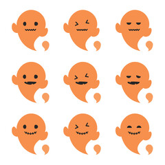 Halloween Ghost Flat Icon Set
