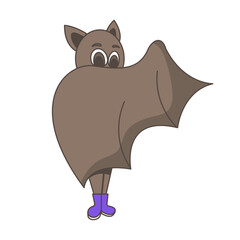 Cute bat in retro style. Minimalistic character.