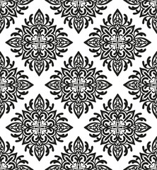 Damask seamless pattern. Royal endless background for wallpaper, fabric, wrapping. Black ornaments on a transparent background