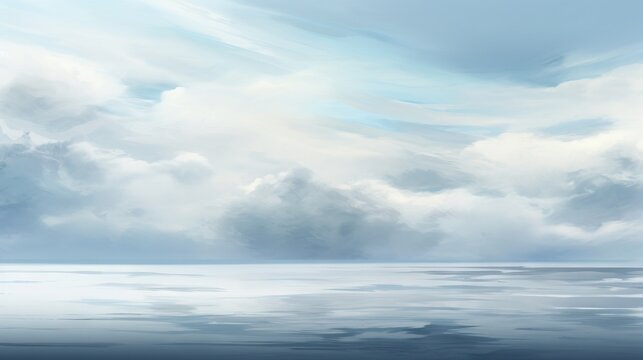  a painting of a cloudy sky over a body of water.  generative ai