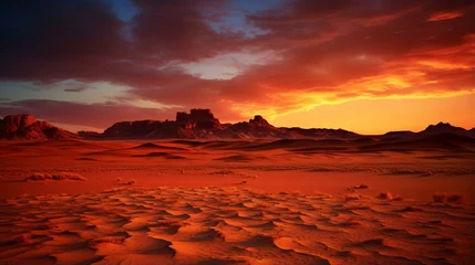 Wandcirkels aluminium a desert landscape with a sunset © KWY