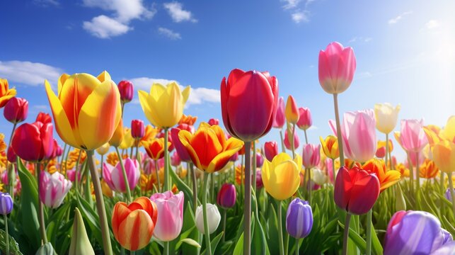 a field of colorful flowers