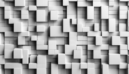 Various 3D Blocks neatly organized to make a wall. White Tech wallpaper