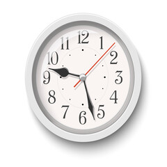 Vector elegant white oval wall clock isolated